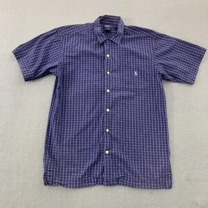 Polo Ralph Lauren Shirt Mens Large Blue Check Short Sleeve Button Up Casual